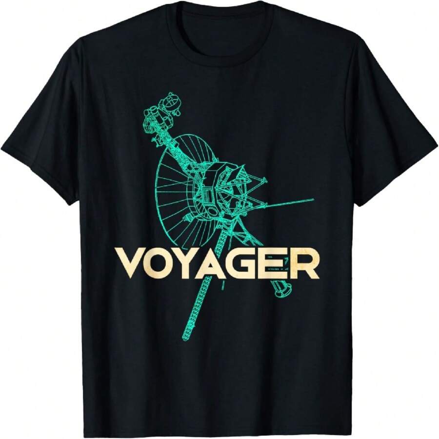 Voyager Space Probe Spacecraft Solar System Astronomy T-Shirt - 黑色 - 查看 1