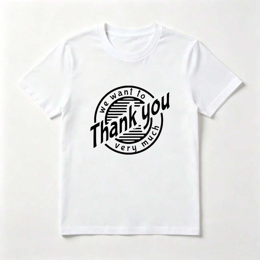 Letras Circulares Playera de Algodón Blanca Minimalista Moderna - Blanco - Ver 1
