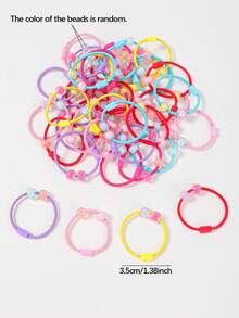 10/30/50/100 piezas Scrunchies de pelo con cuentas de color caramelo para niñas, lindos sujetadores de coleta/moño de princesa, con alta elasticidad y durabilidad, sin dañar el cabello, accesorios de pelo versátiles y dulces, adecuados para uso diario - Multicolor - Ver 8