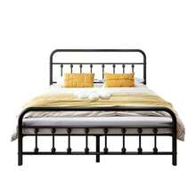 Vengarus - Marco de cama de metal de tamaño matrimonial con cabecero estructura estable soporte de listones de acero resistente almacenamiento debajo de la cama no necesita somier 14 pulgadas - Doble - Ver 8