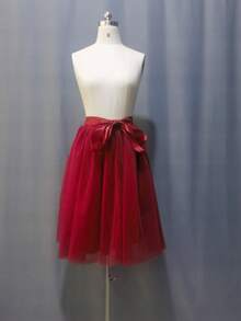 65cm 4-Layer Tulle 1-Layer Lining Petticoat With Decorative Waist Belt - Multicolor - View 22