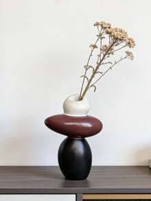 Abstrakte, gestapelte Stein-Vase, moderner Wohndekoration- für Wohnzimmer, Konsolentisch und Schlafzimmer. Stilvoller Mittelpunkt für Boho- und minimalistische Räume, perfekt für ganzjährige oder herbstliche Akzente. Verleihen Sie Ihrem Interieur künstlerischen Flair. - Verschiedenfarbig - Übersicht 9