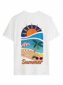 short-sleeveCamiseta de mujer estampada de manga corta para verano, tela de poliéster, estilo multifuncional, corte regular, peso 180 gramos, 1 unidad.100% Cotton - Blanco - Ver 4