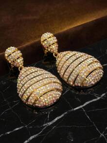 Pendientes de mujer de alta calidad con diamantes completos, elegantes y exquisitos, brillantes pendientes de diamantes de novia para accesorios de boda, baile, actuación, pasarela y uso diario, regalos de moda - pendientes - Ver 8