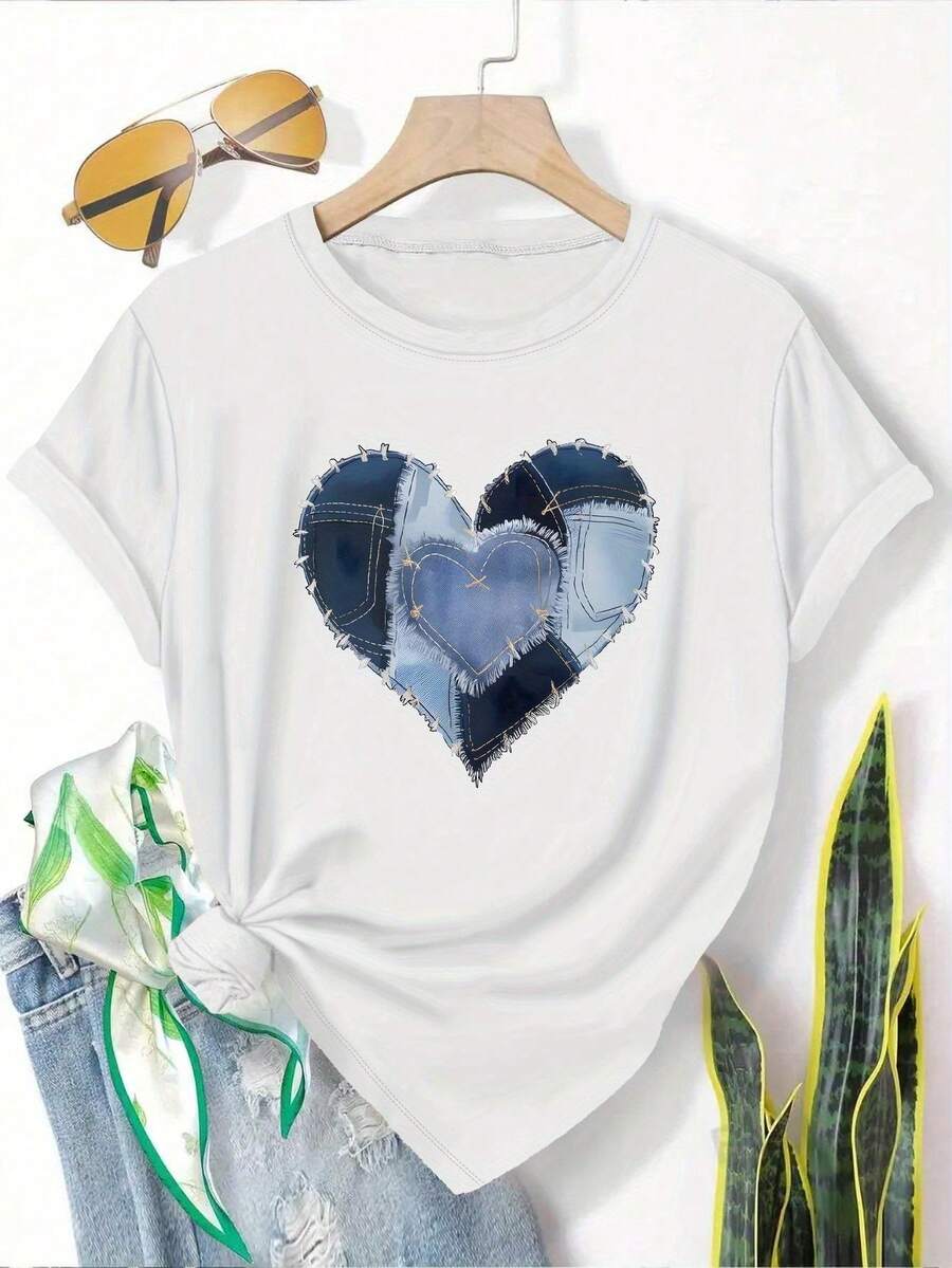 Plus-Size Women'S Printed T-Shirt - White - View 1