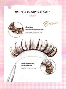 Sibeuna 7 Pairs Wet Glossy Manga Espresso Brown Tipped False Eyelashes, Transparent Band, Seamless Comfortable 3D Fluffy Dense Dramatic Cat Eye Lashes, 15-20mm, Reusable, Beginner Friendly, Curly Slim Eyelash Extensions Makeup Tool, Mocha Brown, Wet Look Lashes - Brown - View 8