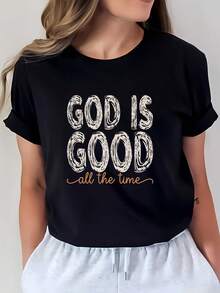 Camiseta con la frase "Dios siempre es bueno" - Perfecta para reuniones familiares de Pascua y eventos religiosos. |   Camiseta inspiradora para ella/él como regalo - Negro - Ver 1