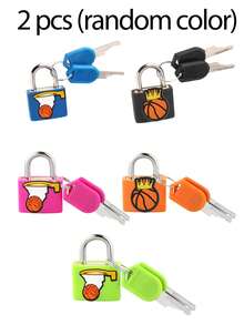Basketball Pattern Luggage Lock, Small Suitcase Padlock With Key, Strong Copper Lock Core With Plastic Shell (Easy Lock Matching), Compact And Durable, Luggage Lock, Suitcase Mini Padlock, Travel Bag Metal Key Lock - Multicolor - View 21