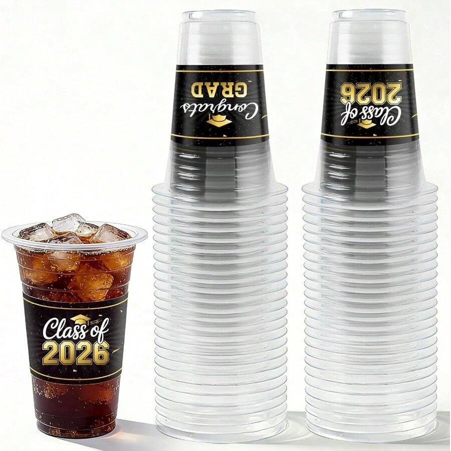 50 Pack 16 Oz Graduation Cups, Class Of 2026 Graduates Disposable ...