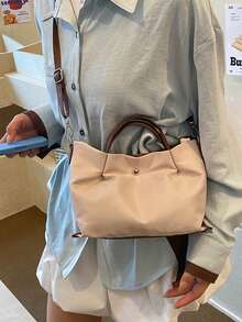 Elegant Solid Color Mini Handbag, With Adjustable Shoulder Strap, Perfect Gift Bag For Parties, Galas, Formal Events, Can Be Paired With Party Dresses, Suitable For University/College Classroom, Holidays, Outdoor, Travel, Sports Events, Lipstick, Suitable For Women, Girls, College Students - Khaki - View 5