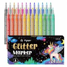 12/24 Colors Acrylic Glitter Markers, Water-Based Glitter Student DIY Painting Watercolor Pens, Planner Coloring Greeting Card Co, First Day Of School - Multicolor - View 6