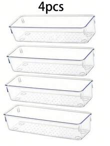 6pcs Transparent Universal Cup And Spoon Drawer Storage Box, Portable Drawer Organizer, Desktop Tidy Storage Box, Cutlery Divider Box, Drawer Storage Set - Multicolor - View 14