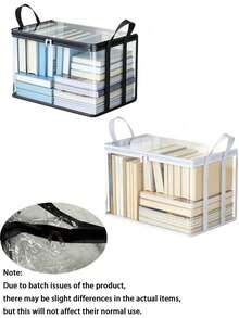 1/2pcs Portable Transparent PVC Storage Bag, Multi-Functional Organizer Box With Backpack Strap, Zipper And Handle, Durable Rectangular Large Capacity Storage Bag For Clothes, Books, Toys And More - Multicolor - View 10