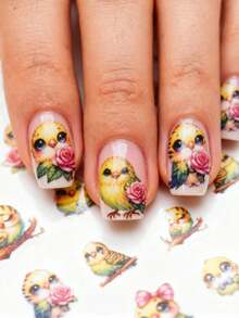 1pc Cute Parrot Nail Stickers, Self-Adhesive One-Time Embossed Nail Art Decor, Adorable Style Suitable For Gatherings With Friends, Vivid Pattern Easy To Apply And Firmly Stick - Multicolor - View 1