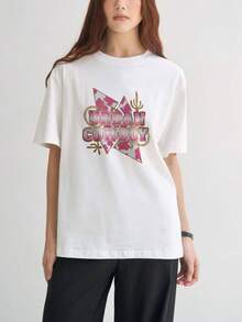 Women's Premium Casual T-Shirt With Urban Denim Print, Summer Clothing, Fashion Gift For Friends, - 白色 - View 1