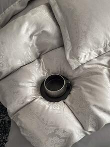3pcs Jacquard Soft Brushed Bedding Set (1*Duvet Cover + 2*Pillowcases), Suitable For Bedroom & Guest Room - Grey - View 6