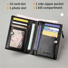 Ví nam 1 chiếc, chống chặn RFID, kiểu dáng ngắn bằng da PU, ví đựng thẻ công sở thường ngày, ví gập dọc nhiều ngăn đựng thẻ, ví tín dụng đa chức năng cho nam, dung lượng lớn kèm ngăn đựng tiền xu, 11 ngăn đựng thẻ, có các màu đen, cà phê, nâu, thích hợp làm quà Giáng sinh hoặc Halloween. - Nhiều màu - Xem 6