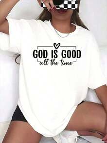 100% Cotton, 1 Piece. Women's "God Is Good All The Time" Faith-Inspired Graphic Tee, Casual Loose Fit, Religious Statement Top, Comfortable For Everyday Wear. 100% Cotton. Women's Simple Solid Color T-Shirt, Loose Fit, Casual Short Sleeve - 白色的 - 查看 10