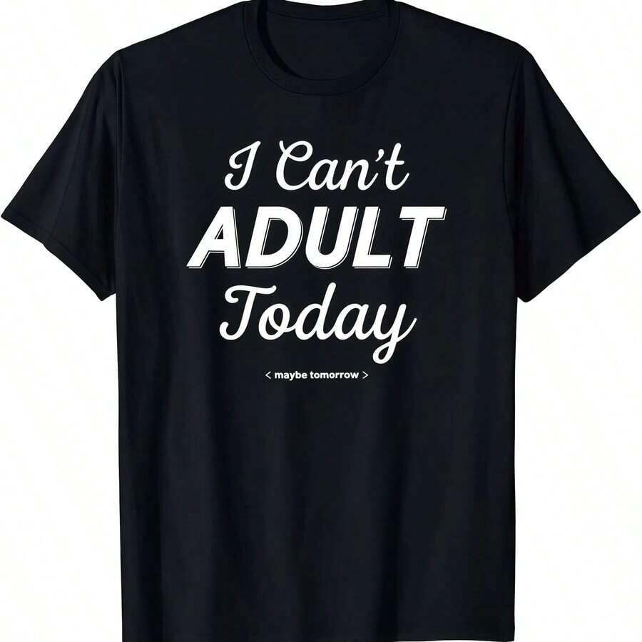 Classic Black Short Sleeve T-Shirt, Cotton, Durable, Soft, Shrink Resistant, Crew Neck, Sizes S-3XL, Classic Black/Halloween, Thanksgiving Gifts, Christmas Gifts For Dad, For Family And Friends, Summer T-Shirt - 黑色 - 查看 1
