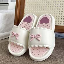 2026 New Polka Dot Heart Bow Decor Summer Outdoor & Indoor Dual-Use Casual Slide Sandals - White - View 3