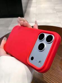 1pc Red Solid Color TPU Phone Case Compatible With 17 Pro Max, 11/12/13/14 Plus, 7/8 Plus, 16/Air, XR/7/8 Plus, 15 Pro Max, Anti-Drop Protective Cover - Red - View 1