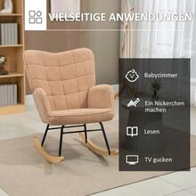 Rocking Chair, Occasional Chair, Recliner In Faux Leather, For Bedroom, Up To 120 Kg, Brown - Brown - View 4