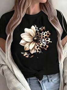Versatile.1pac.100%Cotton.2026 New Arrival Spring Casual Travel Exclusive Pattern Short Sleeve Round Neck T-Shirt White Summer Style.Moda Corte - Black - View 6