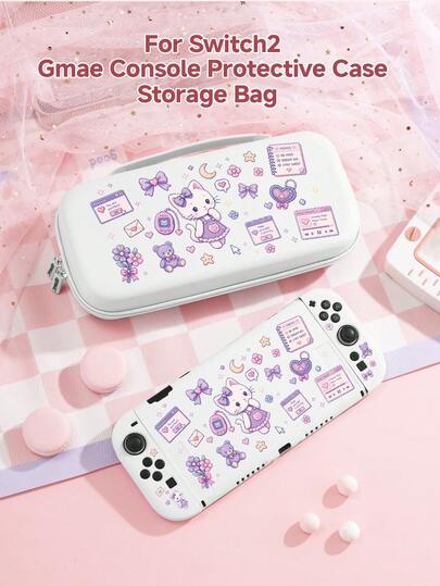 Bộ phụ kiện máy chơi game Switch2 (2025)/Switch NS/Switch OLED hình mèo dễ thương phong cách Y2K, bao gồm vỏ bảo vệ/túi đựng, vỏ mềm TPU, kiểu dáng thời trang và tiện dụng, chân đế di động, chống sốc, chống trầy xước, chống bám bẩn, quà tặng lãng mạn thời trang.