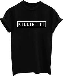 YITAN Camisetas Divertidas para Mujer, Tops Lindos para Jóvenes, Camisetas para Adolescentes - Negro - Ver 3