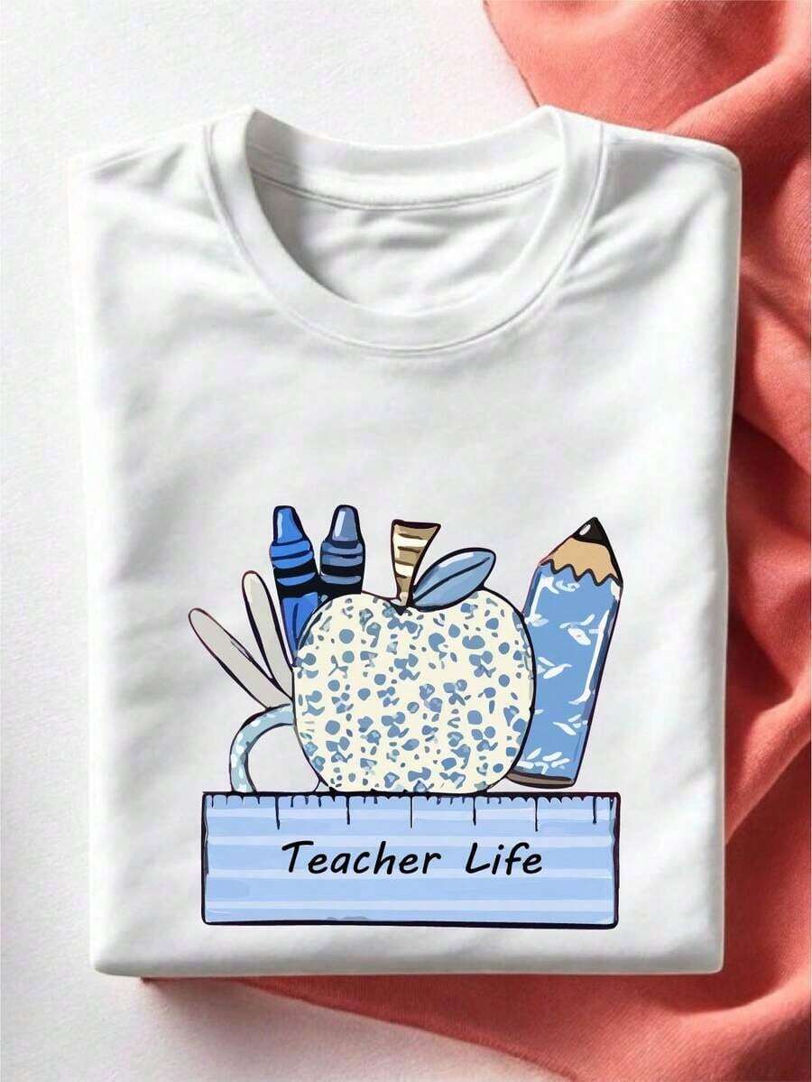 Teacher T-Shirt, School Supplies T-Shirt, Back To School T-Shirt, Teacher Gift, Educational Group, Classroom T-Shirt EW-2939 - 白色 - 查看 1