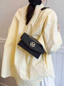 Fashionable Woven Handbag (Random Stitching Color) - Black - View 5