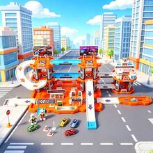 Set Mainan Tempat Parkir Lintasan Kereta Api Besar untuk Anak-Anak, Tema Kereta Api Kota, Cocok untuk 2 Pemain, Hadiah Ulang Tahun Ideal untuk Anak Laki-Laki - Biru - View 8