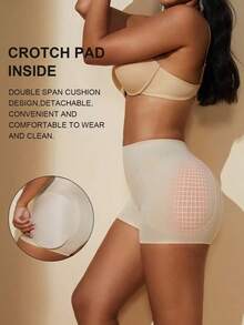 1 Piece Women's Seamless High Waist Shaping Shorts, Tummy Control Shapewear Underwear, Tight Shorts, Waist Trainer, Butt Pads, Shaping Pants - 白色 - 查看 9