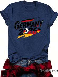 Sitio web independiente de camisetas de verano transfronterizas europeas y americanas, EE.UU., Canadá, México, Camisetas de manga corta con cuello redondo para la Copa del Mundo, camisetas de mujer de . - verde trigo - Ver 9
