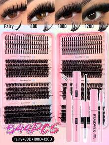 MEM 512/544-Piece Individual Lash Extension Kit, A Professional DIY Set Complete With Glue, Tweezers, And Other Tools. Beginner-Friendly To Create Salon-Quality Lashes At Home, Perfect For Daily Wear, Halloween, Christmas, Parties And Various Occasions. - Black - View 10
