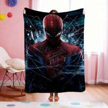 1pc S-Pider-Man Print Blanket,Retro Cartoon Style Throw Blanket,Cartoon Character Printed Blanket,All-Season Universal Nap Blanket,Character Home Decor Blanket,Modern Fashion Gift Suitable For Home Bedroom Bed Sofa Office Lunch Break Cover Picnic Blanket - Multicolor - View 1
