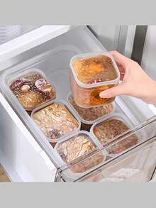 1/7pcs Stackable Square Food Storage Containers, Refrigerator Freezer Soup Bowls With Lids, Bento Lunch Boxes, Suitable For Storing Meat, Vegetables, Fruits, Snacks, Microwave & Dishwasher - Multicolor - View 8