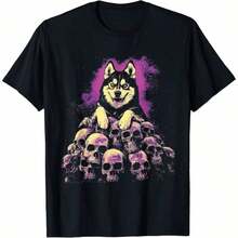 1 Piece Of Vintage Schnauzer Print T-Shirt For All Seasons, 100% Cotton, Single-Sided Print, Round Neck, Short Sleeve, Unisex, Base Layer, 180g Cotton. - 顏色 1 - 查看 1
