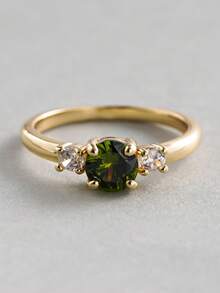 1 pièce Bague en zirconium cubique élégante, convient aux femmes, idéale pour les mariages, les fiançailles, les fêtes d'anniversaire, cadeau de la Saint-Valentin - 1# - Voir 5