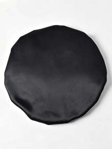 1 chiếc mũ ngủ bằng satin màu trơn, unisex, phụ kiện đội đầu thường ngày thoải mái cho mọi mùa. - màu đen - Xem 2