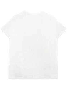 Women's Double-Sided T-Shirt With A Fun Print, Premium Quality, Soft And Stretchy, Round Neck, Casual Style, Suitable For Spring, Summer, Autumn And Winter, Machine Washable, Casual Style (Sizes S-XXL), Women's T-Shirt, Seasonal Fashion Item, Classic Round Neck Design, Non-See-Through Material, Breathable Fabric, Everyday Casual Top For Women, . - 白色 - 查看 3