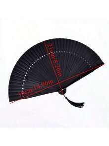 1pc Traditional Chinese Black & Red Kung Fu Folding Fan - Handheld Performance Prop, Suitable For Weddings, Dance, Stage And Photography, Home Office Living Room Wall Decor, Holiday Gift For Family - Multicolor - View 7