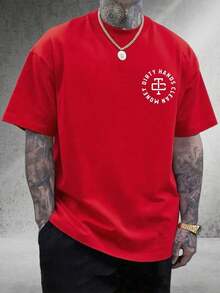 Cute Unisex Premium Casual T-Shirts, Men's Graphic Tee, Dirty Hands Clean ❤️ Money Daily Wear 100% Cotton Unisex Gift Idea For Him Or Her Urban Fashion Top - 紅色 - 查看 2
