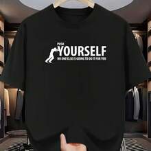 Camisetas impresas, populares, algodón puro, cuello redondo, camisas de moda neutras, creativas, camisas casuales de primavera y otoño para hombres y mujeres, camisetas suaves y cómodas, - Negro - Ver 1