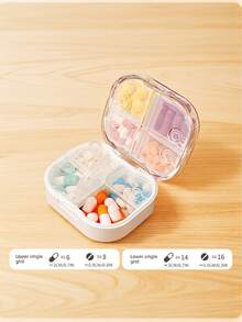 Caja portátil a prueba de humedad con estampado de lazo y corazón con 8 compartimentos sellados independientes, un organizador de medicamentos imprescindible para llevar a cualquier parte - Multicolor - Ver 4
