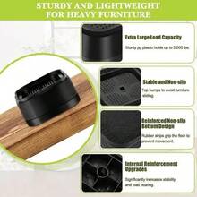 4 Black Square Furniture Risers, Raise 8cm, Black - 1 - View 4