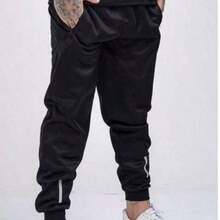 Kit Of 3 Men's Jogger Pants For Gyms With Reflective Logo (Black, White, Gray) - A Black - View 2