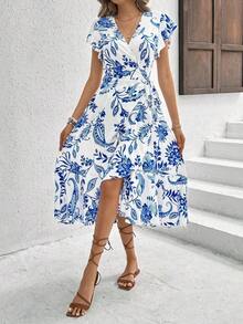 Holidaya Women's Floral Print Wrap Midi Dress - 白色 - 查看 6