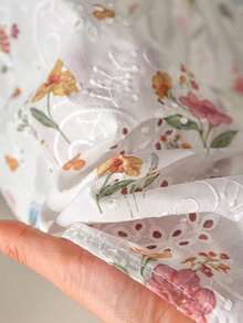 Camisa/chaleco sin mangas de talla grande con estampado casual, textura, calado, bordado y detalle de lazo - Multicolor - Ver 5