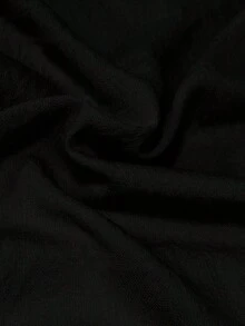 Blusa sin mangas de lino tipo mandarín con cuello, versátil y estilizadora para ir al trabajo - Negro - Ver 3